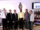 The students and primary staff for the 31st USTTI Amateur Radio Administration Course at ARRL Headquarters: (L-R) ARRL Chief Technology Officer Brennan Price, N4QX; Virat Uansri; Annop Nittaya, HS1PLO; Peter Djakwah, KM4EQL; Oki Gari, KM4EQM, and ARRL Assistant to the Chief Executive Officer and Meeting Planner Lisa Kustosik, KA1UFZ. [Sean Kutzko, KX9X, photo]